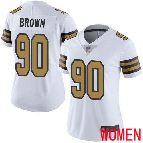 New Orleans Saints Limited White Women Malcom Brown Jersey NFL Football #90 Rush Vapor Untouchable Jersey
